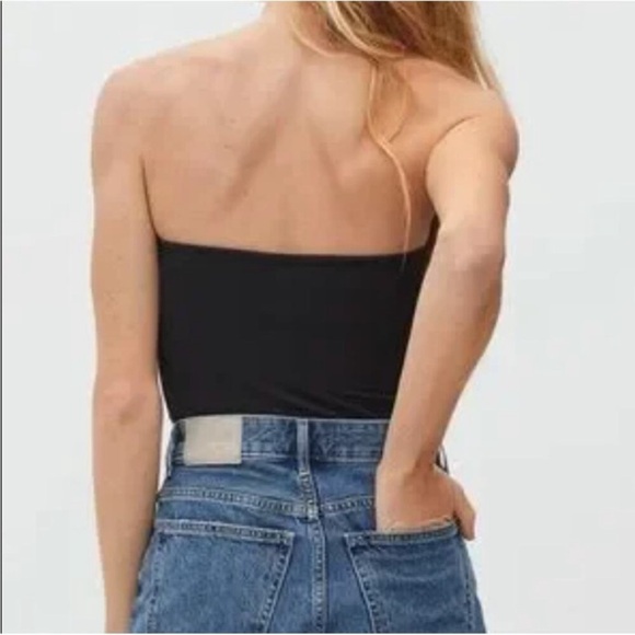 Everlane Black Tube Top built in bra size extra large 90s capsule wardrobe - Picture 3 of 8